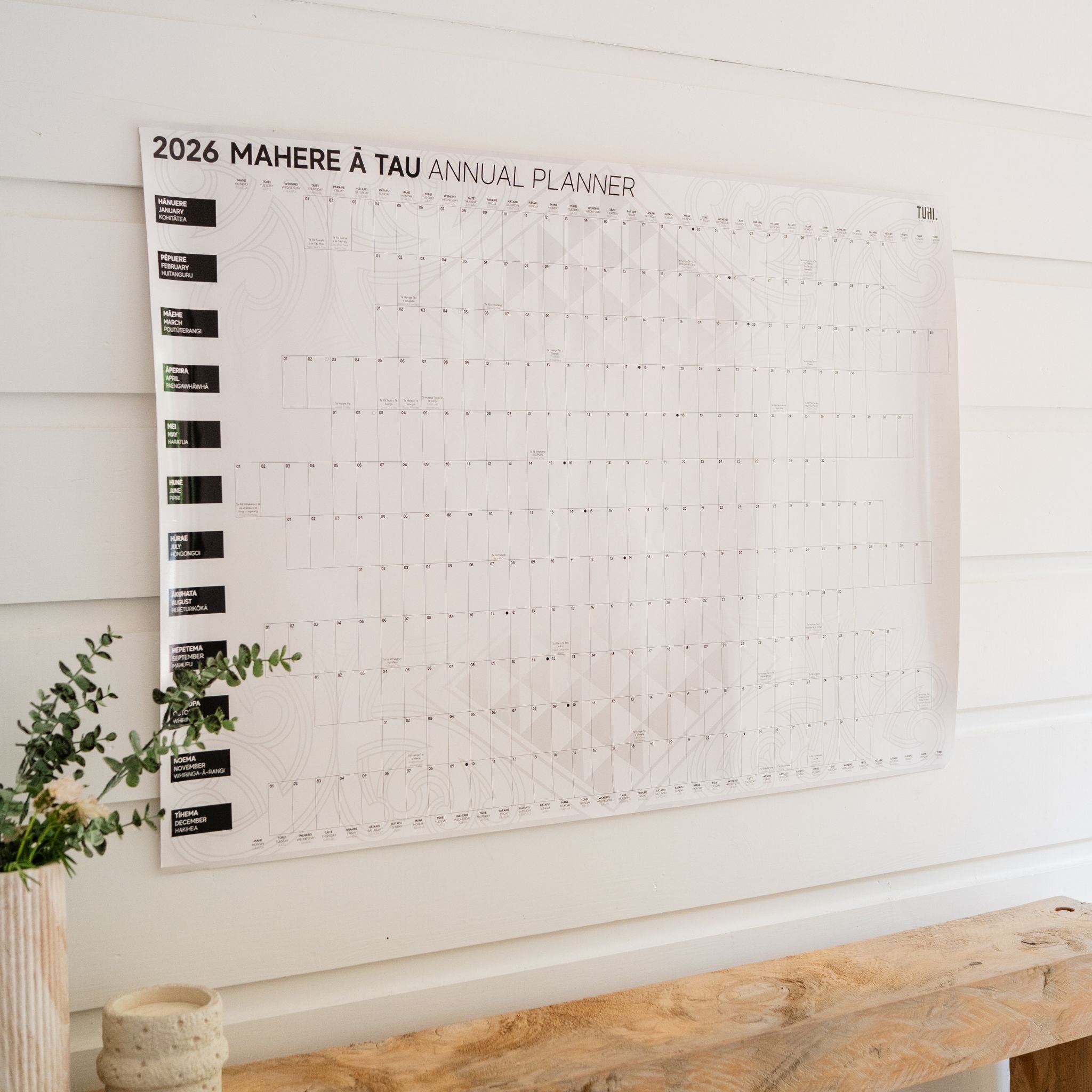 2026 Mahere ā Tau | Māori Wall Planner