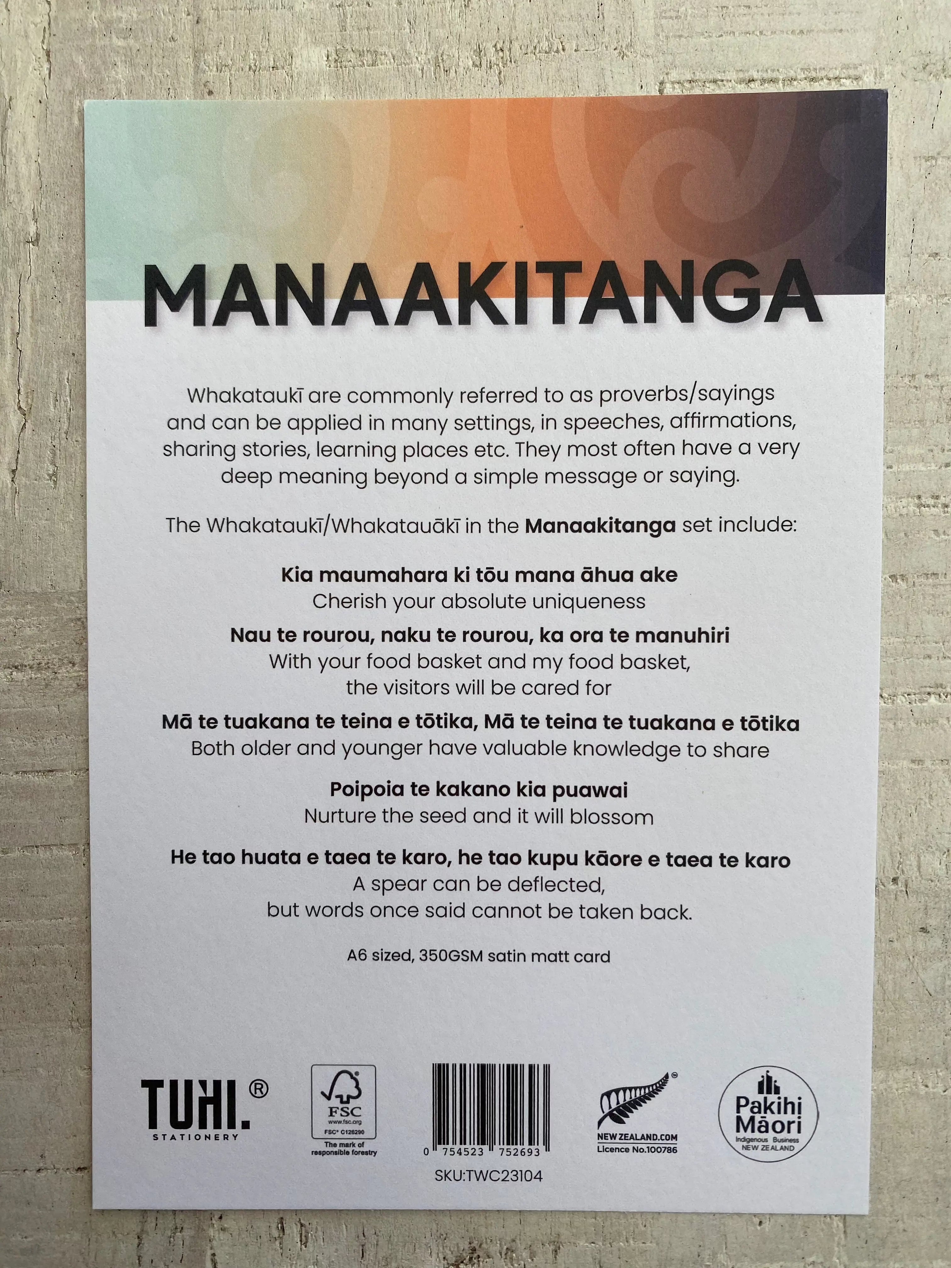 Cards: Whakataukī (1 type full set) - Tuhi Stationery Ltd