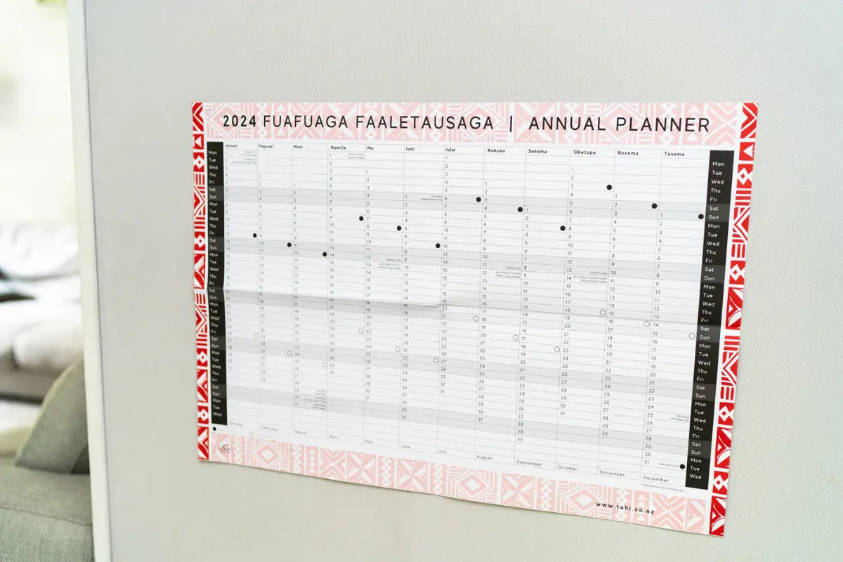 2024 Fuafuaga Faaletausaga  Annual Wall Planner - Tuhi Stationery Ltd