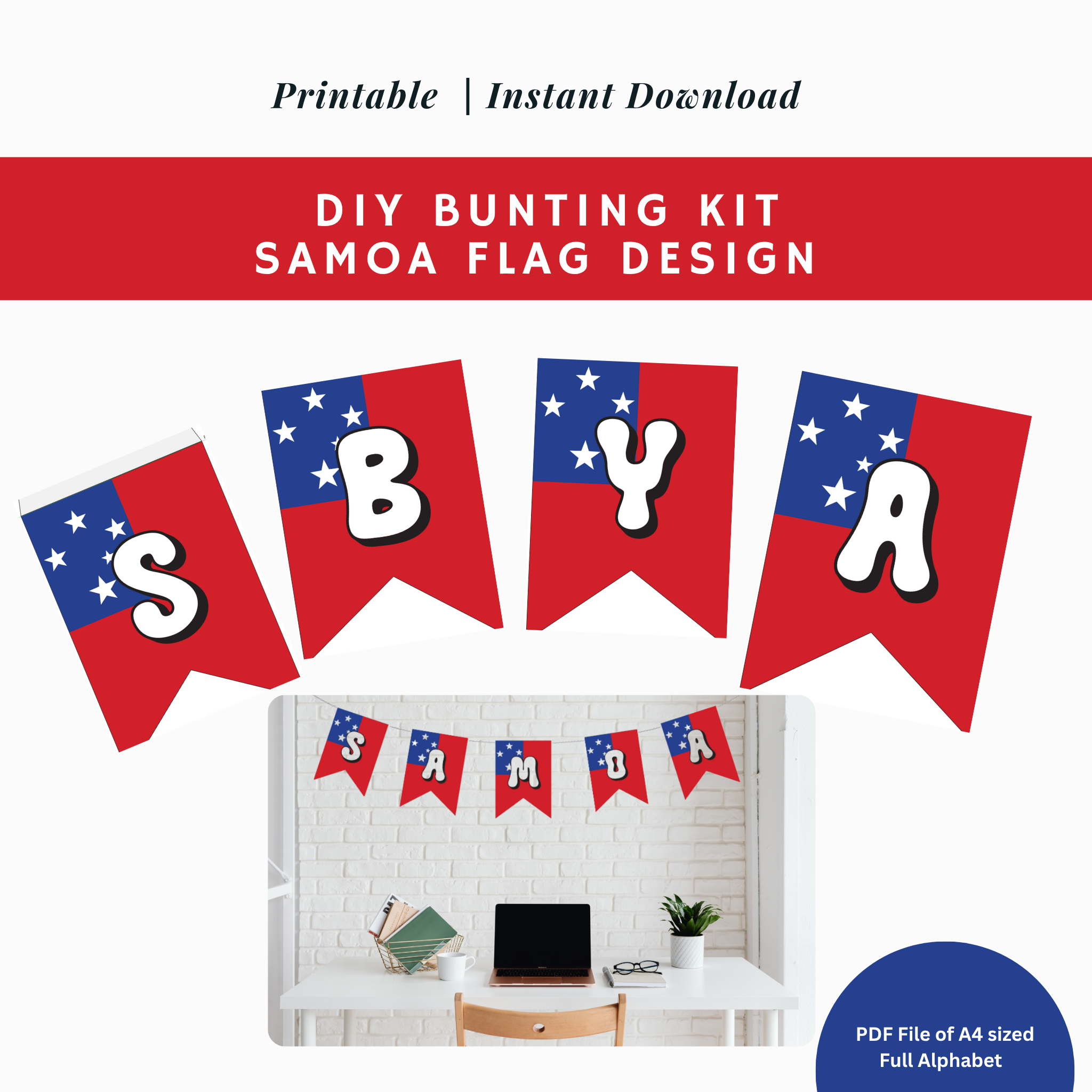 DIY Buntings: Samoan Flag Themed Alphabet
