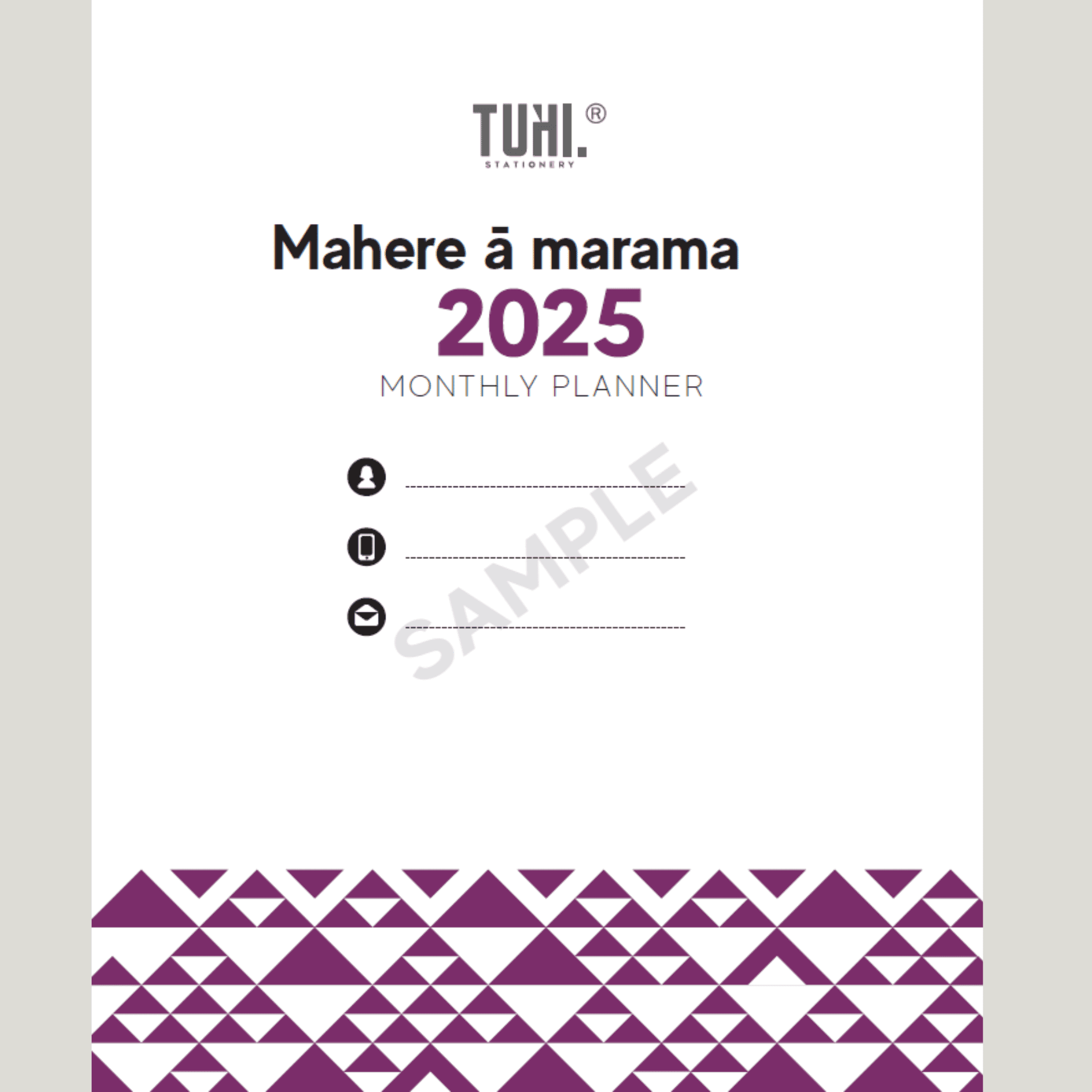 2025 Mahere ā Marama: Monthly Planner - Tuhi Stationery Ltd