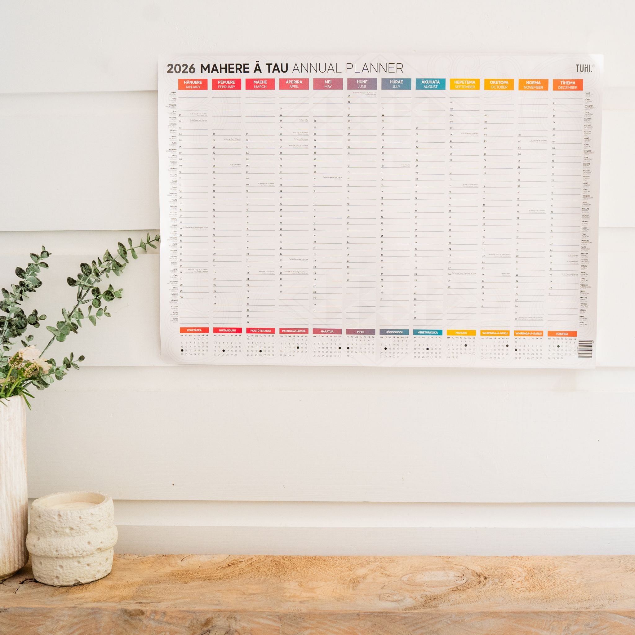2026 Mahere ā Tau | Māori Wall Planner