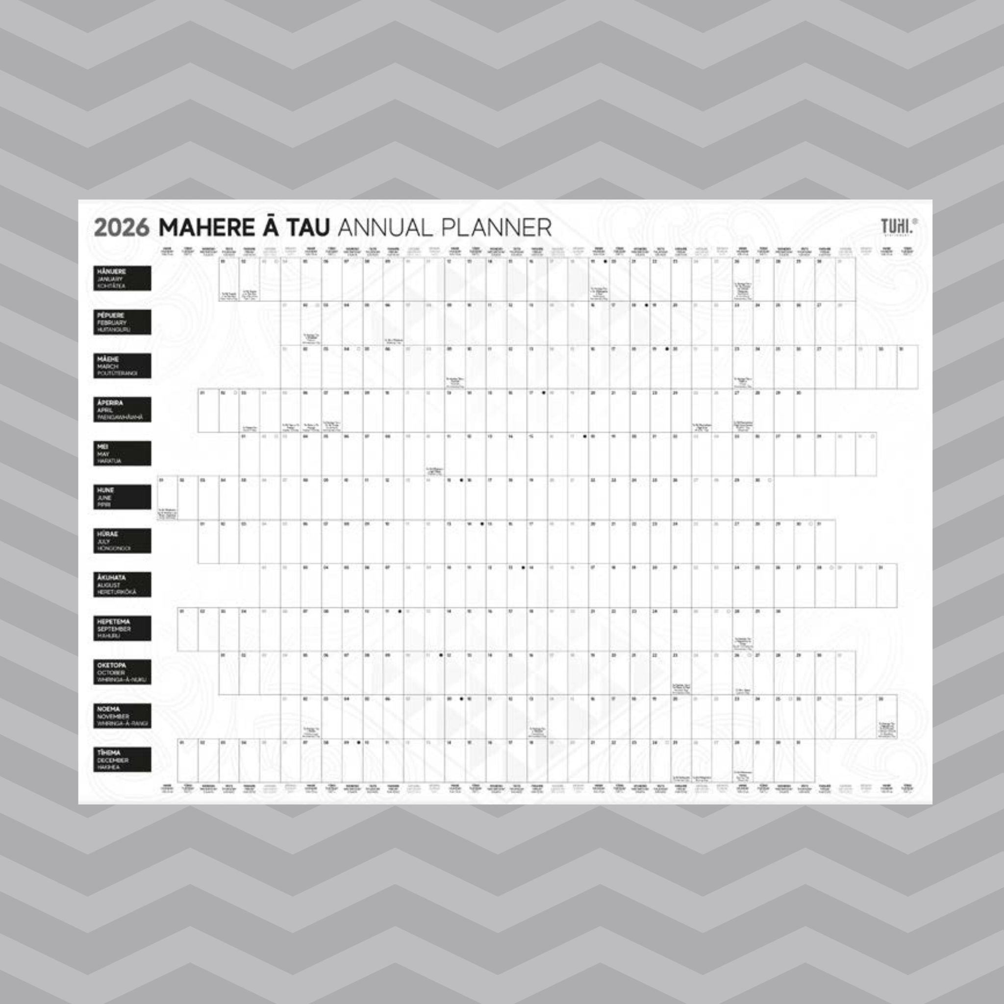 2026 Mahere ā Tau Māori Wall Planner