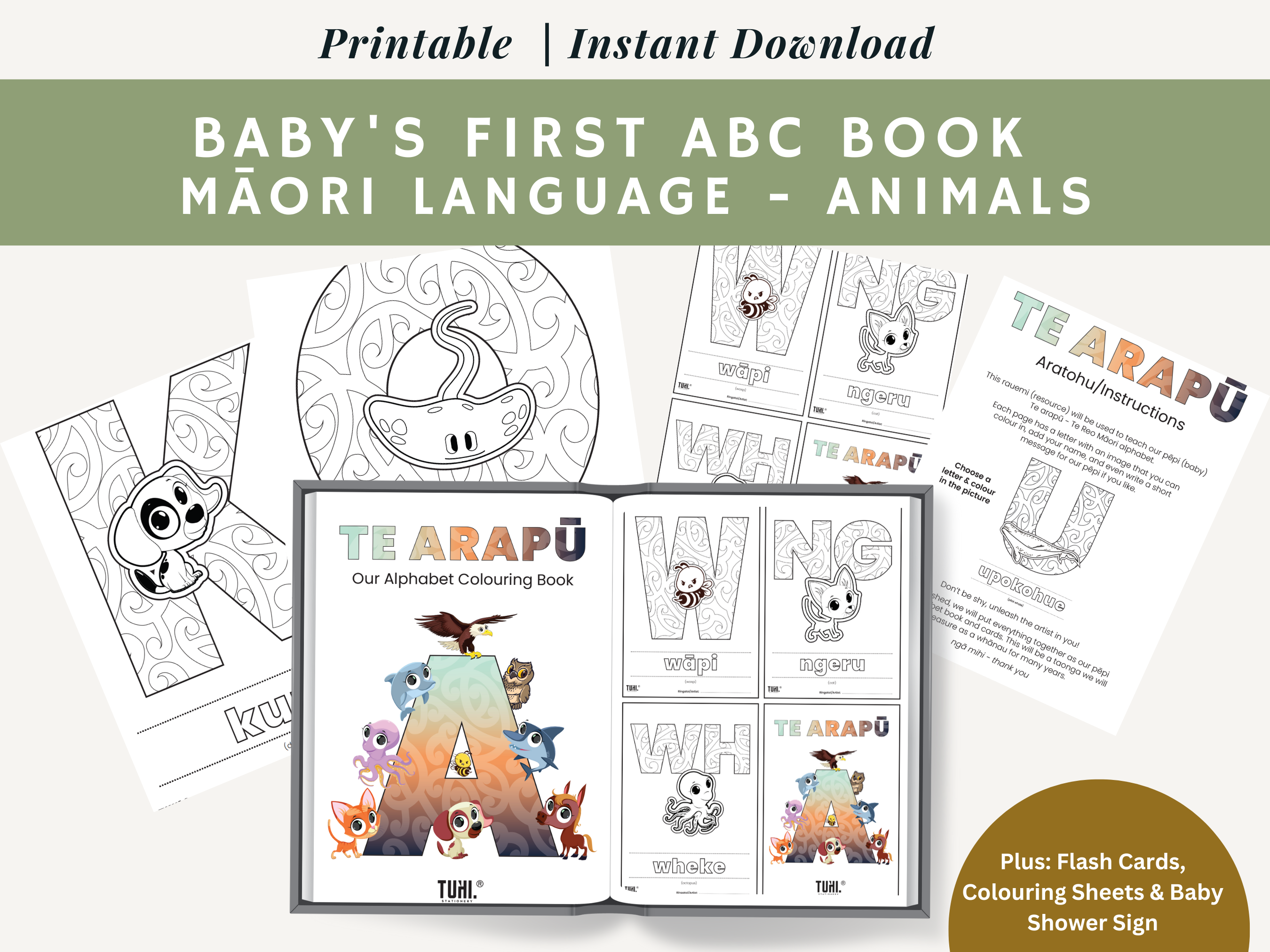 Baby's First Arapū Māori Book - Digital Activity Set (Animals Design)