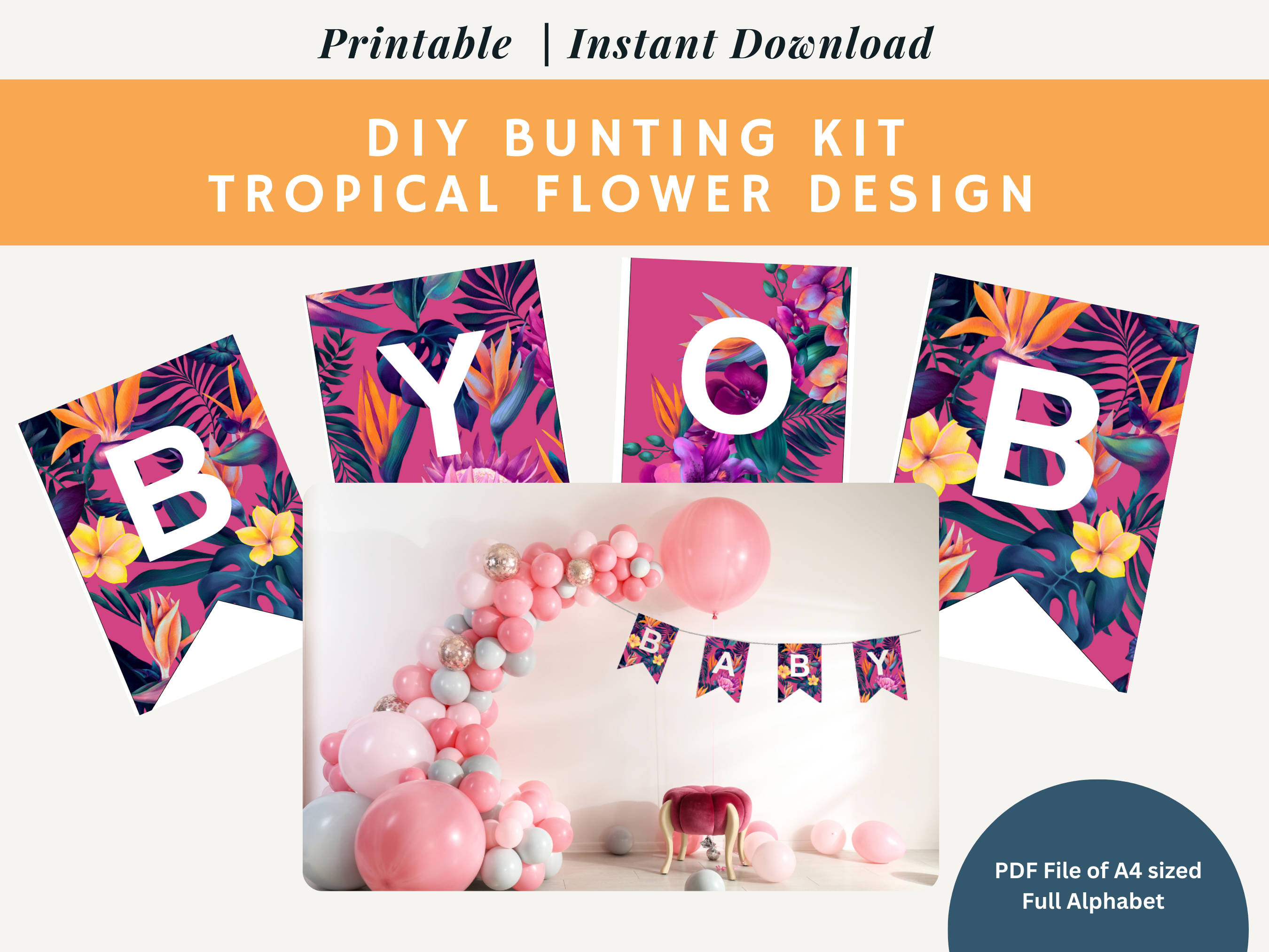 DIY Bunting: Tropical Floral Alphabet