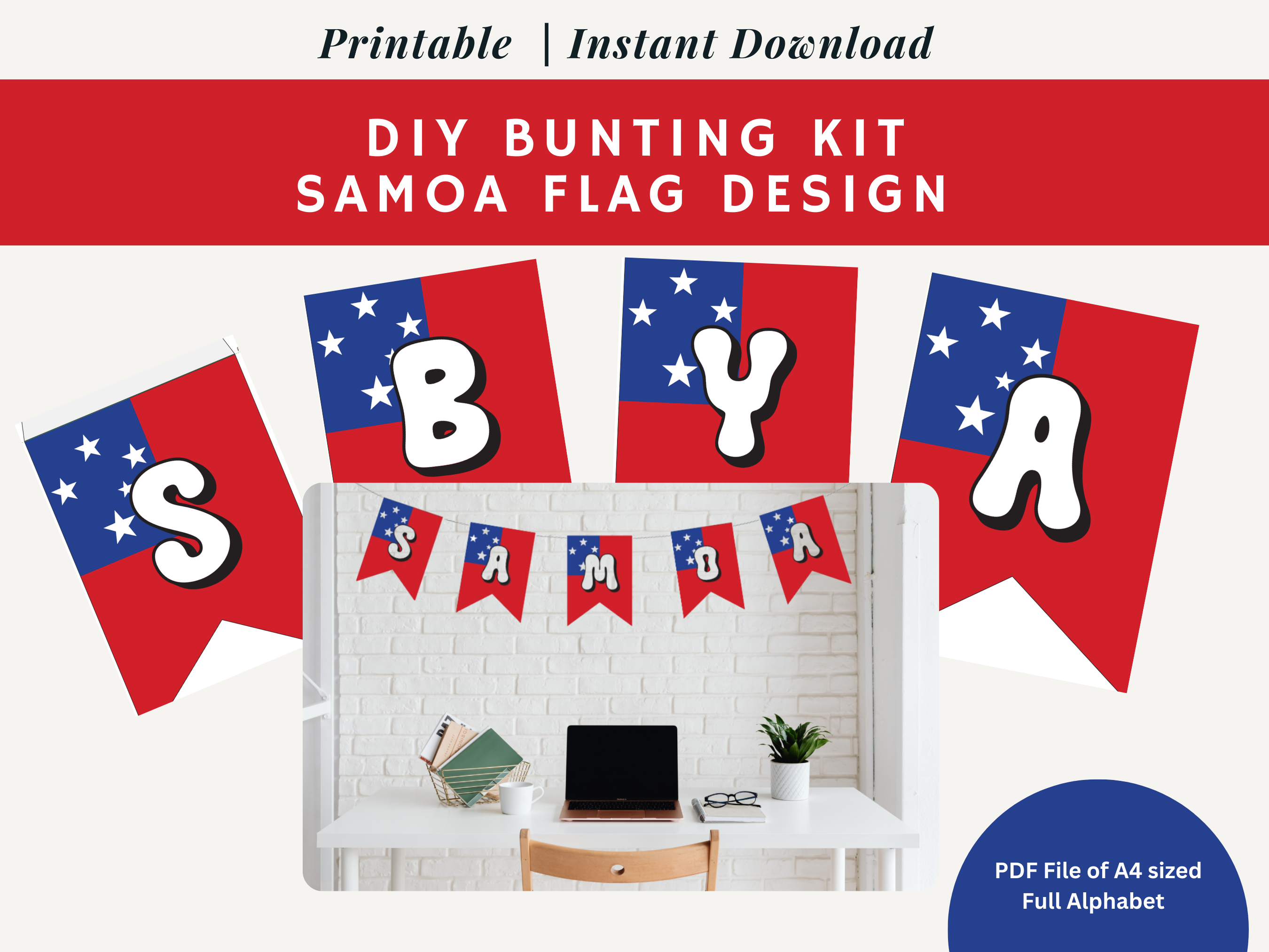 DIY Buntings: Samoan Flag Themed Alphabet