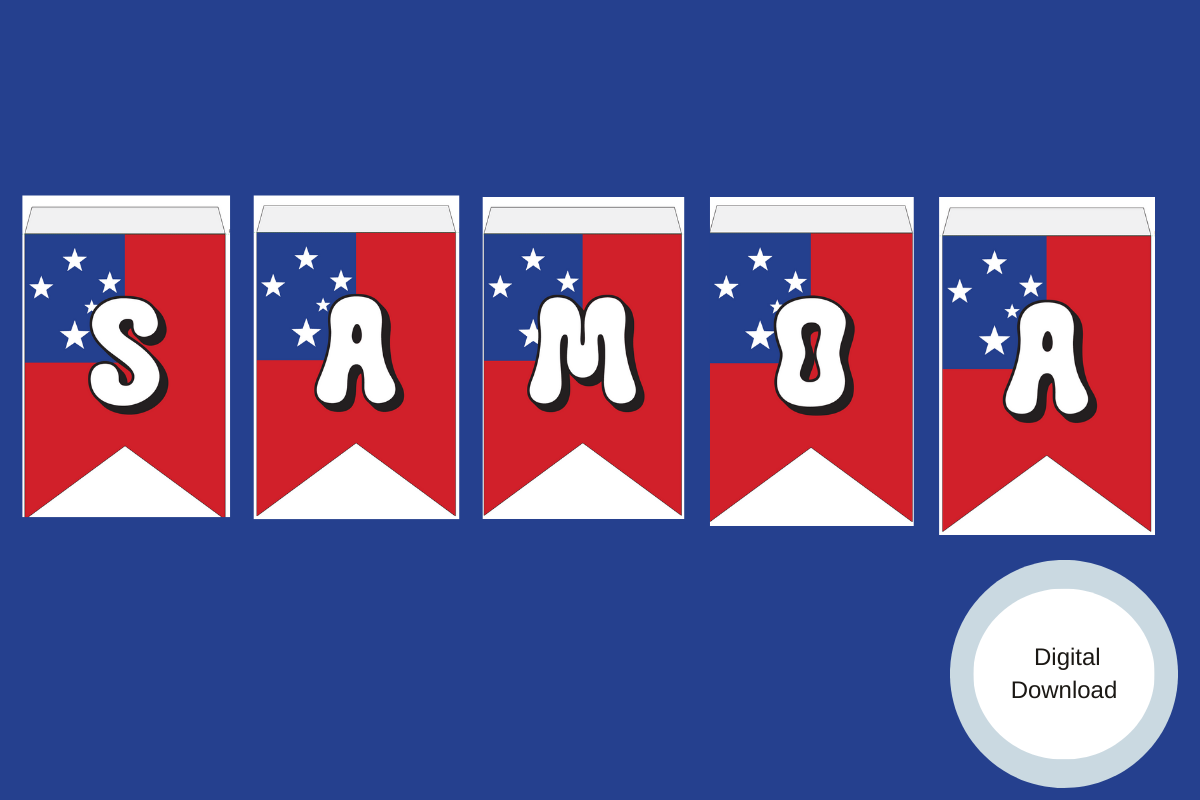 Digital: Samoan Alphabet Bunting Set (Samoan Flag)