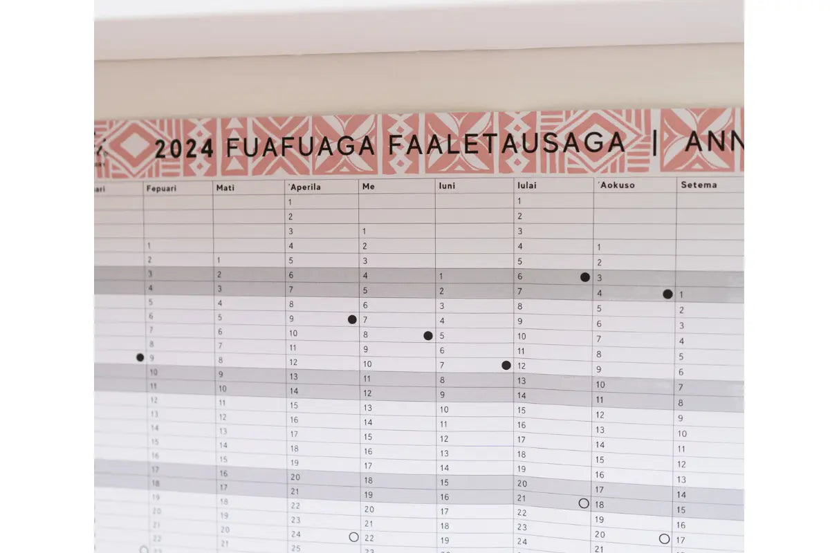 2024 Fuafuaga Faaletausaga | Annual Wall Planner - Tuhi Stationery Ltd