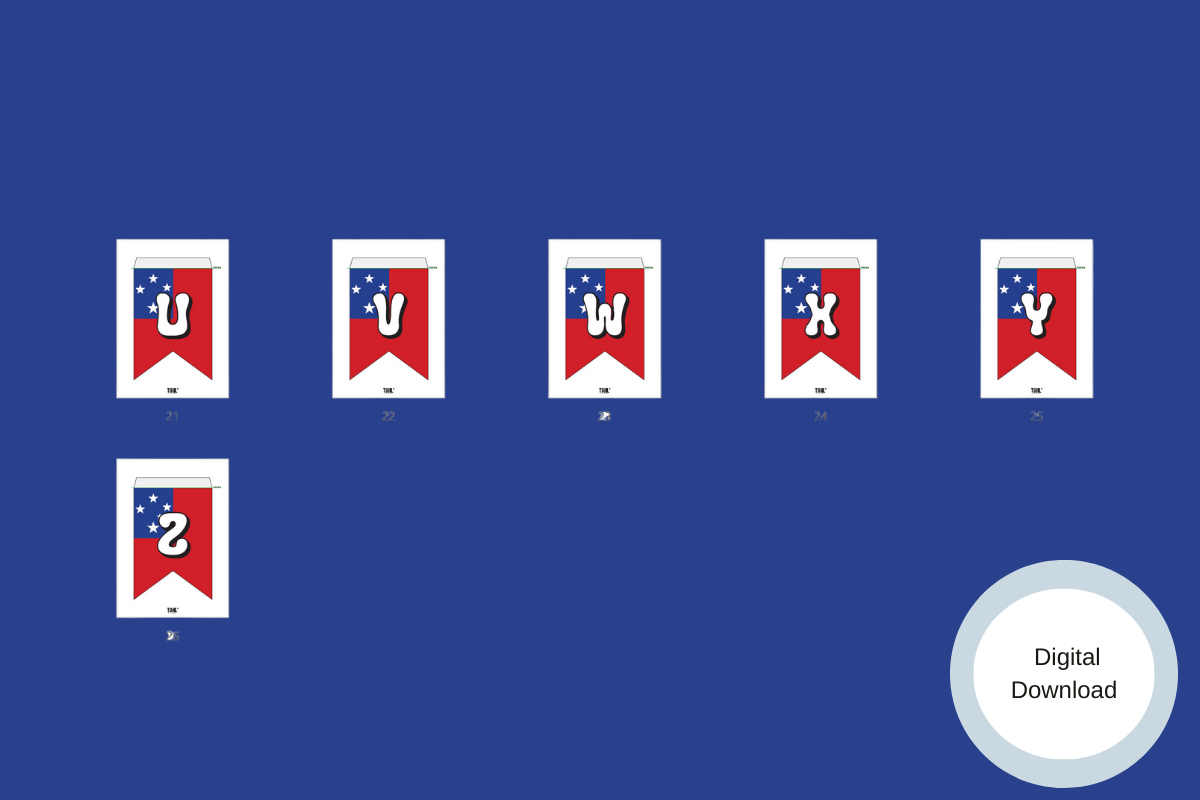 Digital: Samoan Alphabet Bunting Set (Samoan Flag)