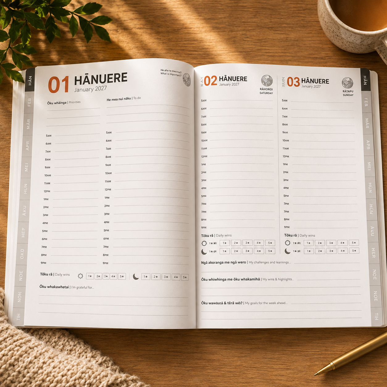 2027 Rātaka  | Bilingual Daily Planner (A4 Size) Standard