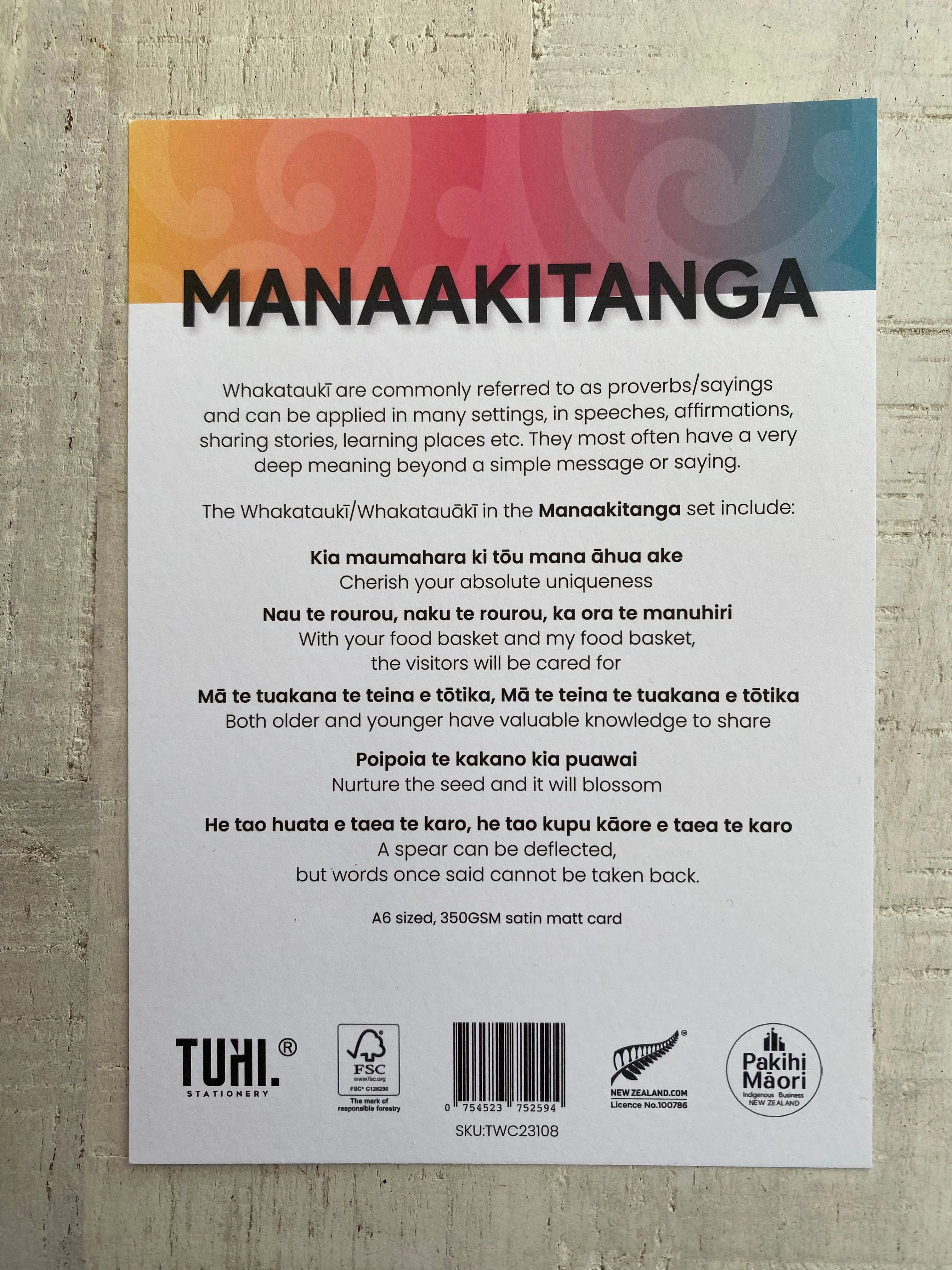 Cards: Whakataukī (Rangi) - Tuhi Stationery Ltd