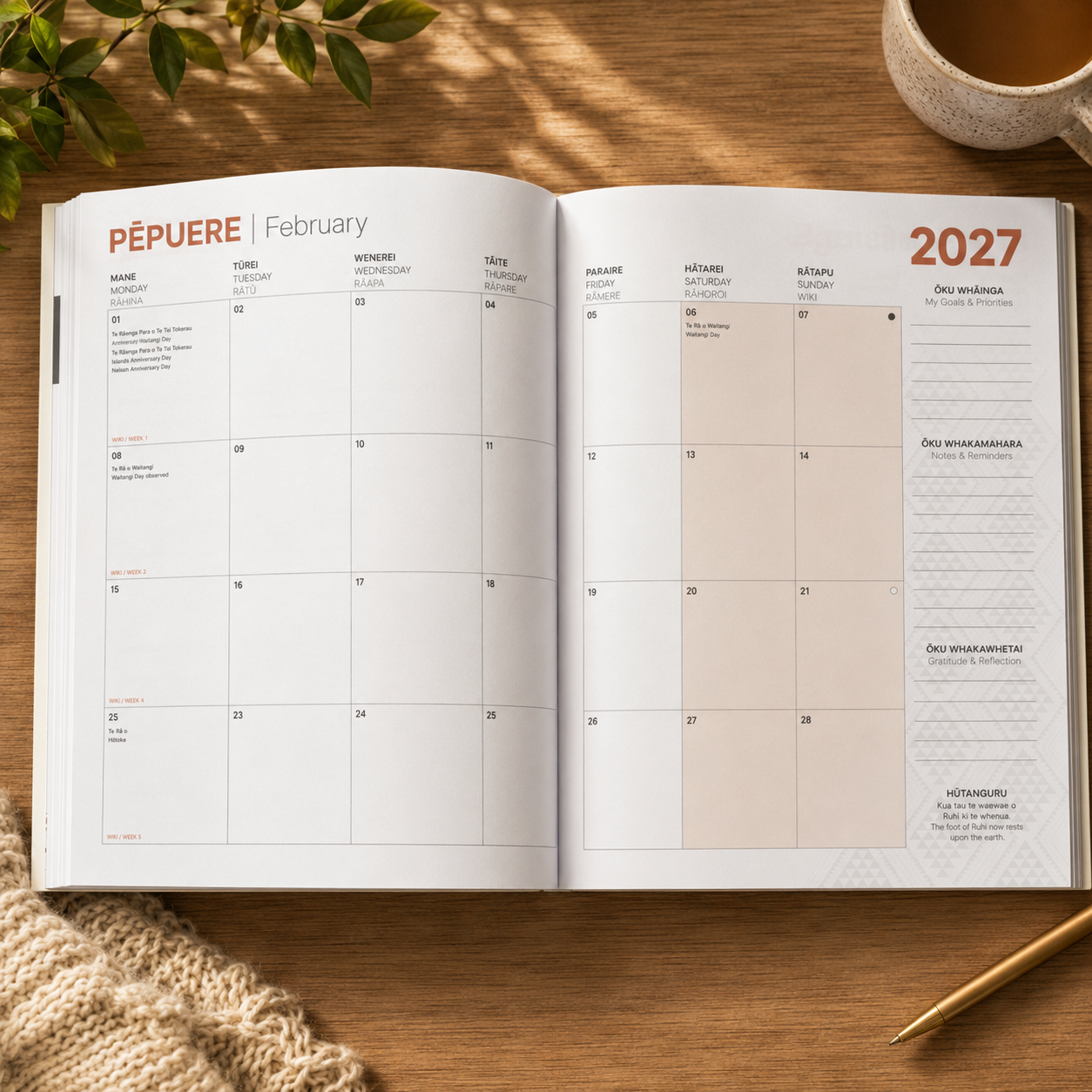 2027 Rātaka  | Bilingual Daily Planner (A4 Size) Standard