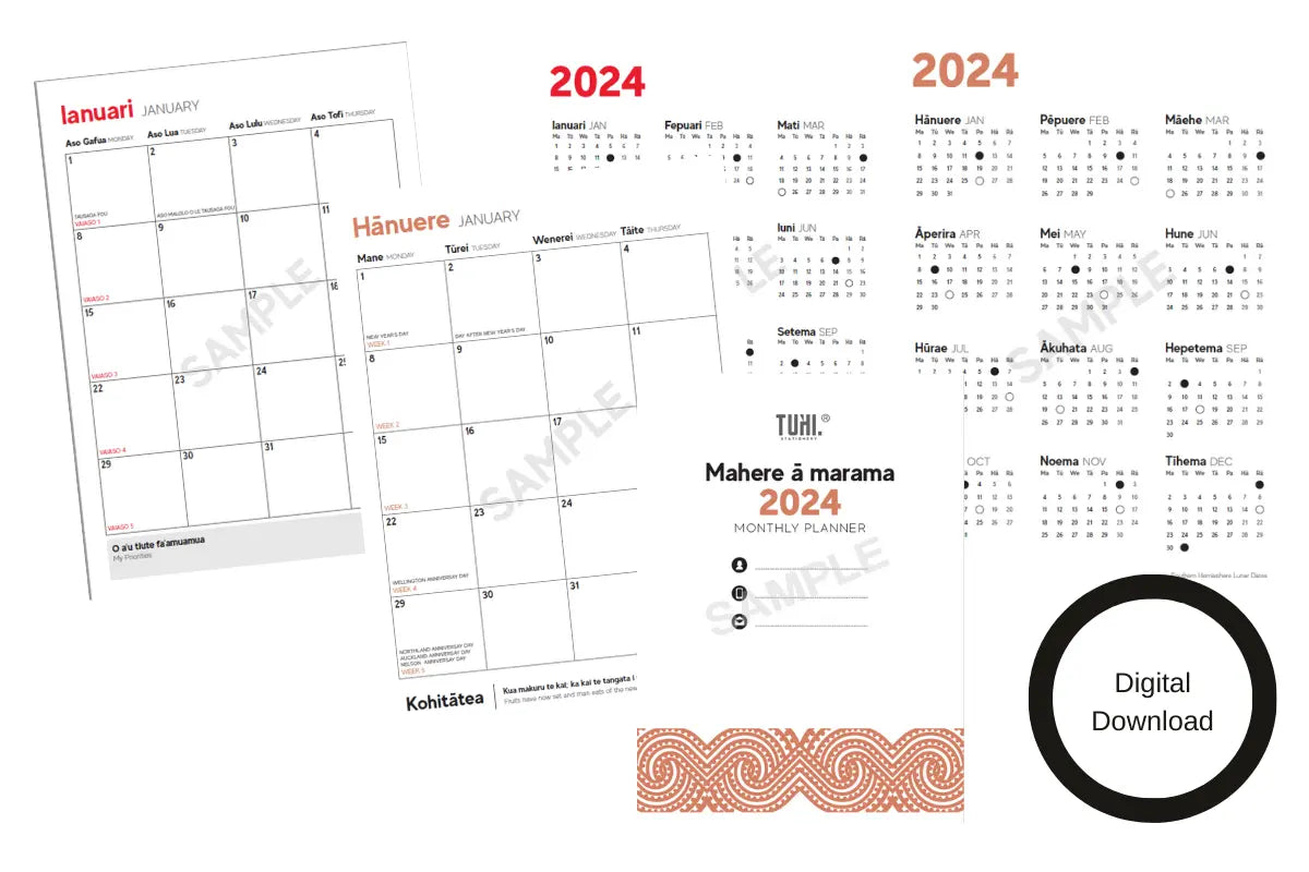 2024 Mahere ā marama |Monthly Planners - Tuhi Stationery Ltd