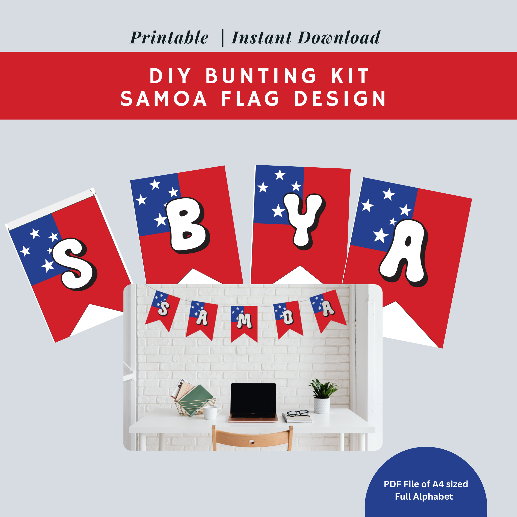 DIY Buntings: Samoan Flag Themed Alphabet