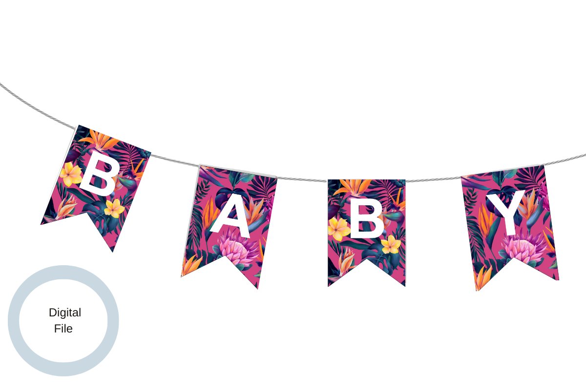 DIY Bunting: Tropical Floral Alphabet - Tuhi Stationery Ltd