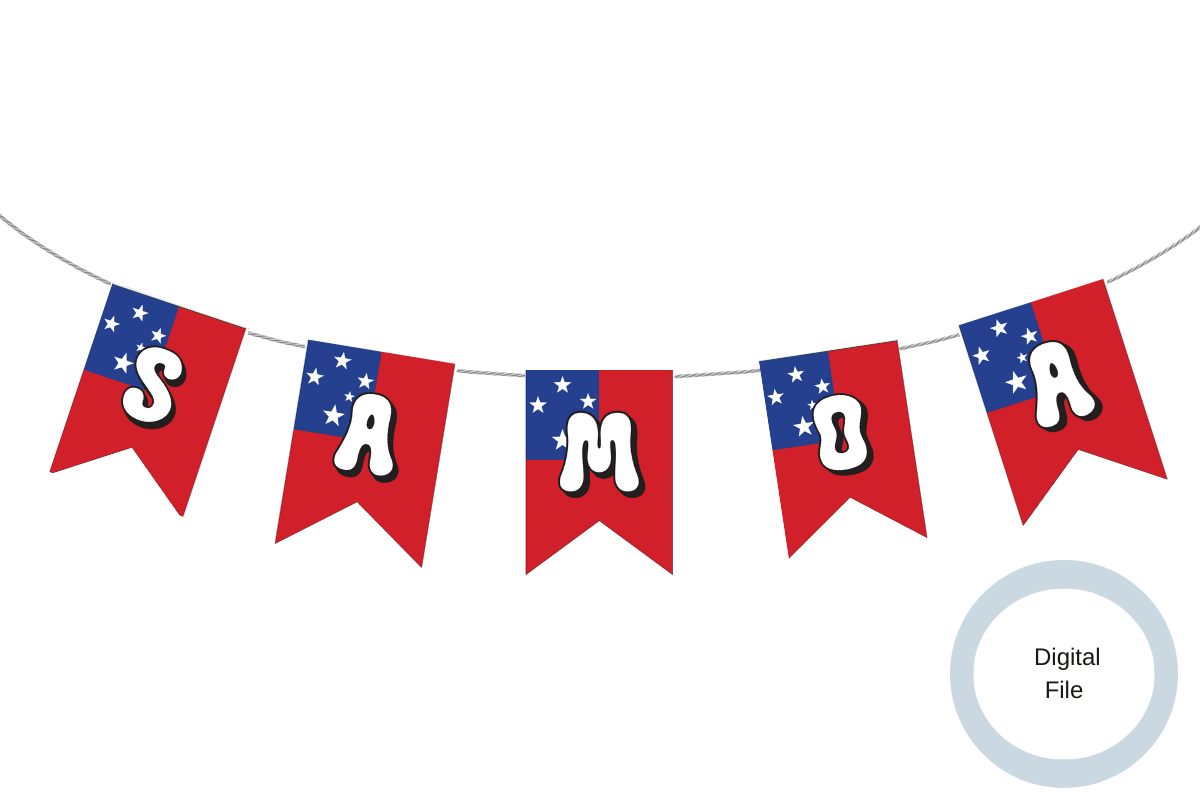 DIY Buntings: Samoan Flag Themed Alphabet - Tuhi Stationery Ltd