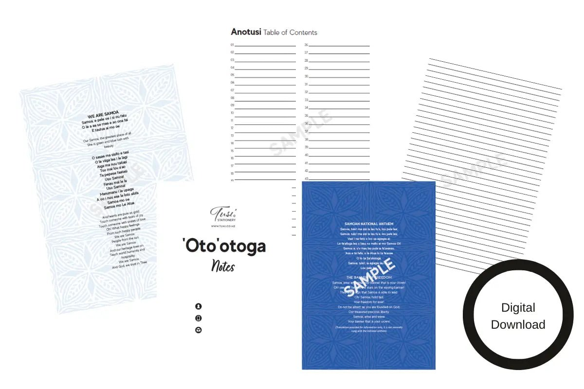 Oto'otoga Notebook – Samoan Prayers, Songs, and Sayings - Tuhi Stationery Ltd