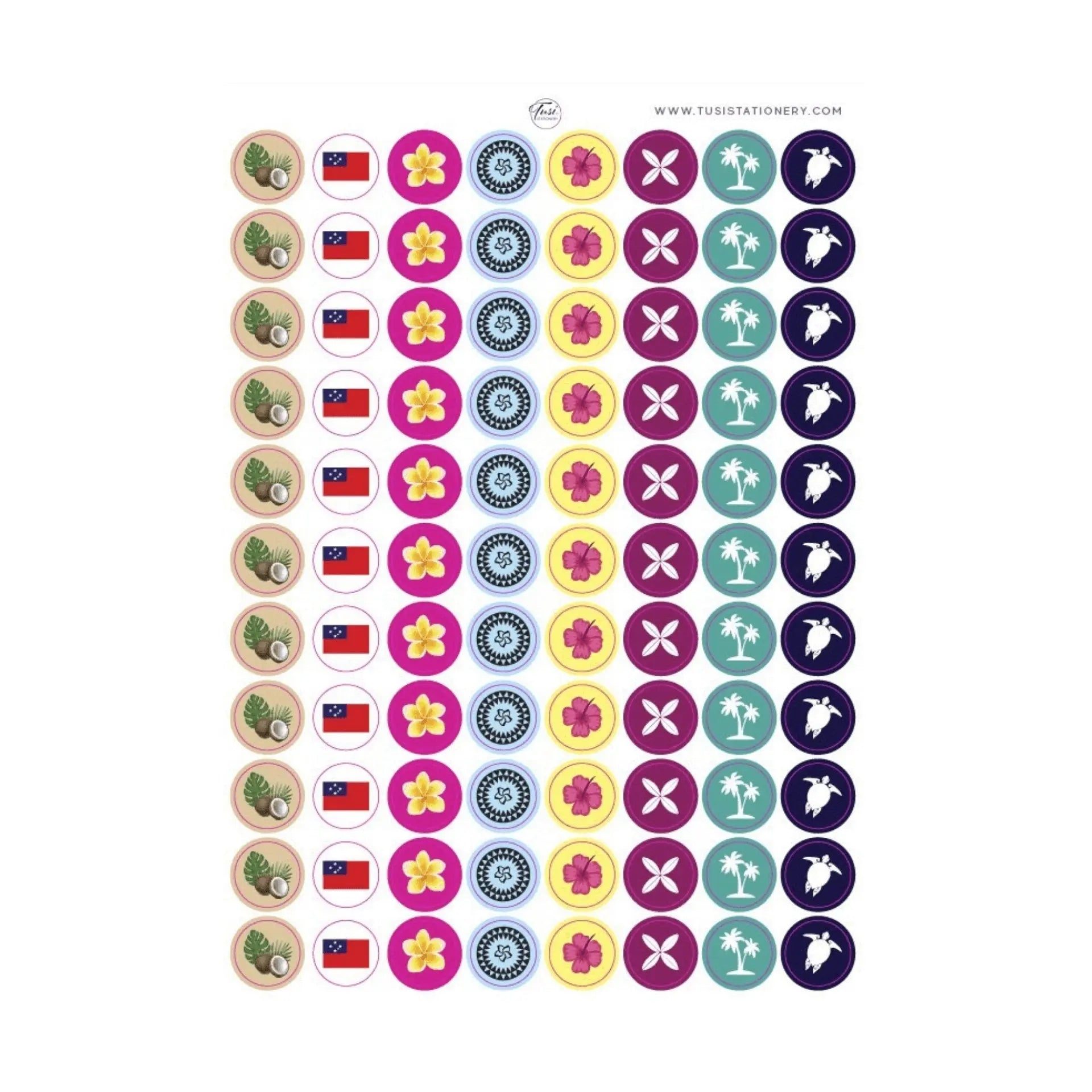 Samoan Stickers: Planner Icons - Tuhi Stationery Ltd