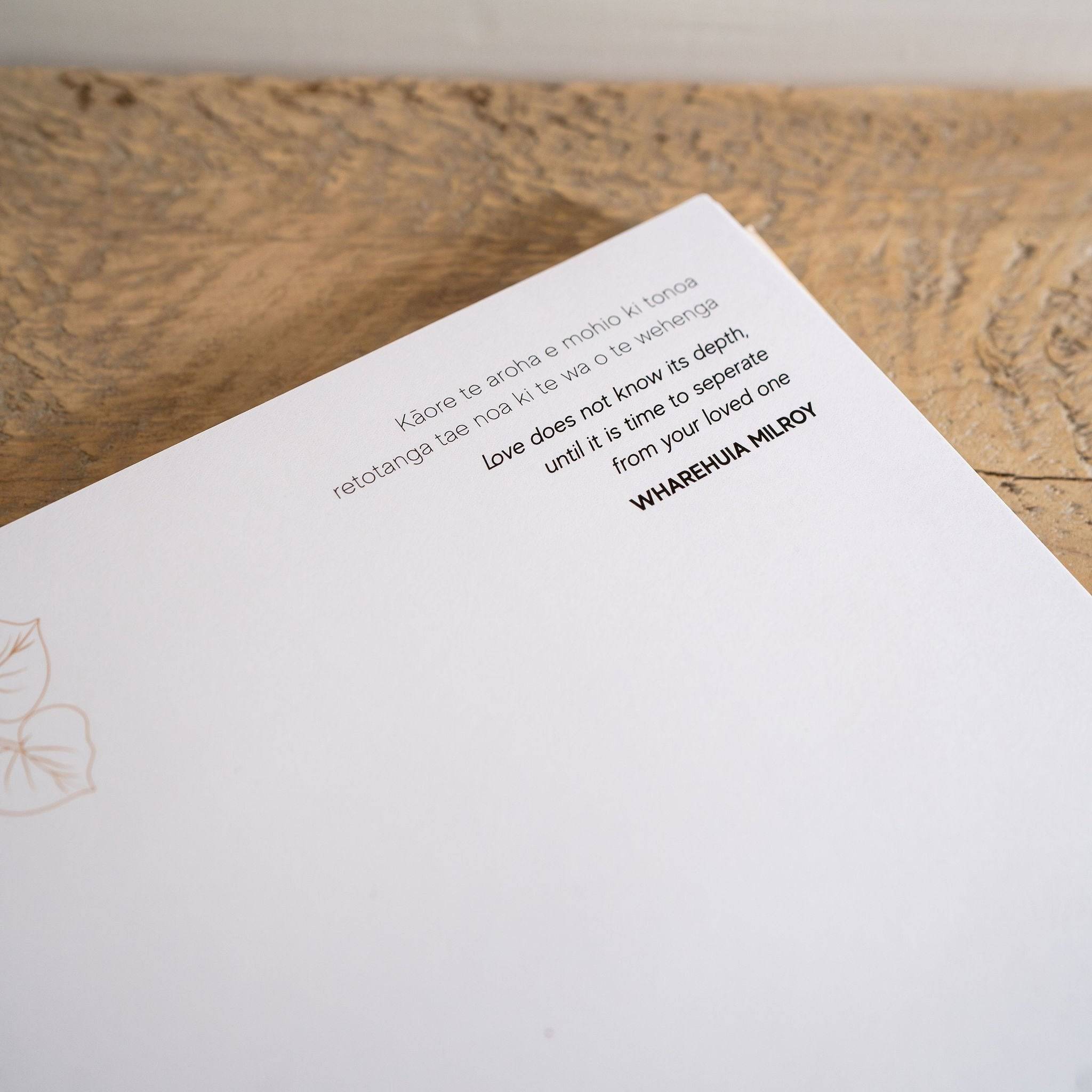 Tangihanga Memorial & Grief Keepsake: Tini rau - Tuhi Stationery Ltd